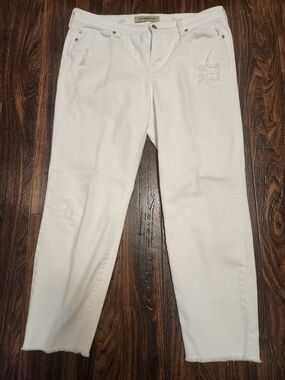 Liverpool Avery Crop Atrium White Destruct Jeans Sz 10/30 EUC